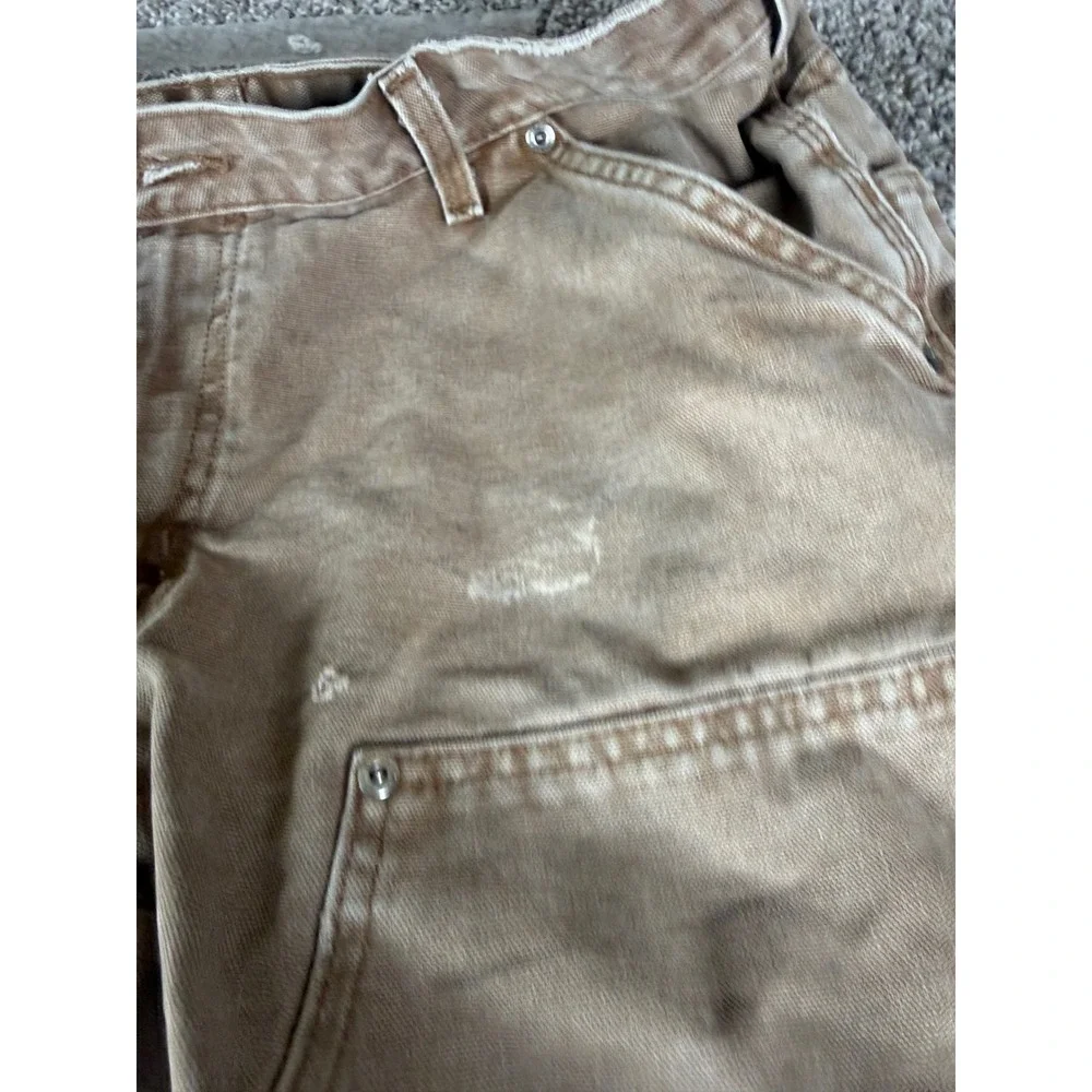 Carhartt Double Knee Work Pants Tan Canvas Distressed Mens 32x29 B01 BRN